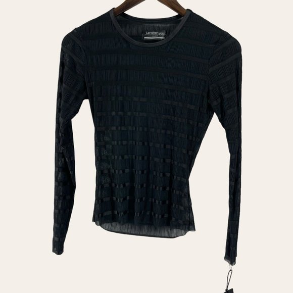 Lanston Sport‎ Black Sheer Striped Mesh Top - Picture 1 of 6